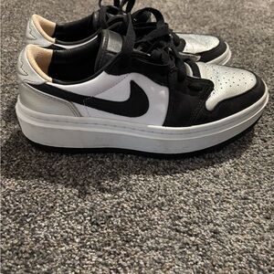 Nike Black White and Metallic Silver Low-Top Sneakers